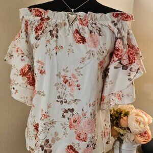 Fall Floral Off-the-Shoulder Top
